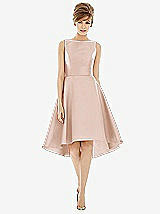 Alt View 1 Thumbnail - Cameo Bateau Neck Satin High Low Cocktail Dress