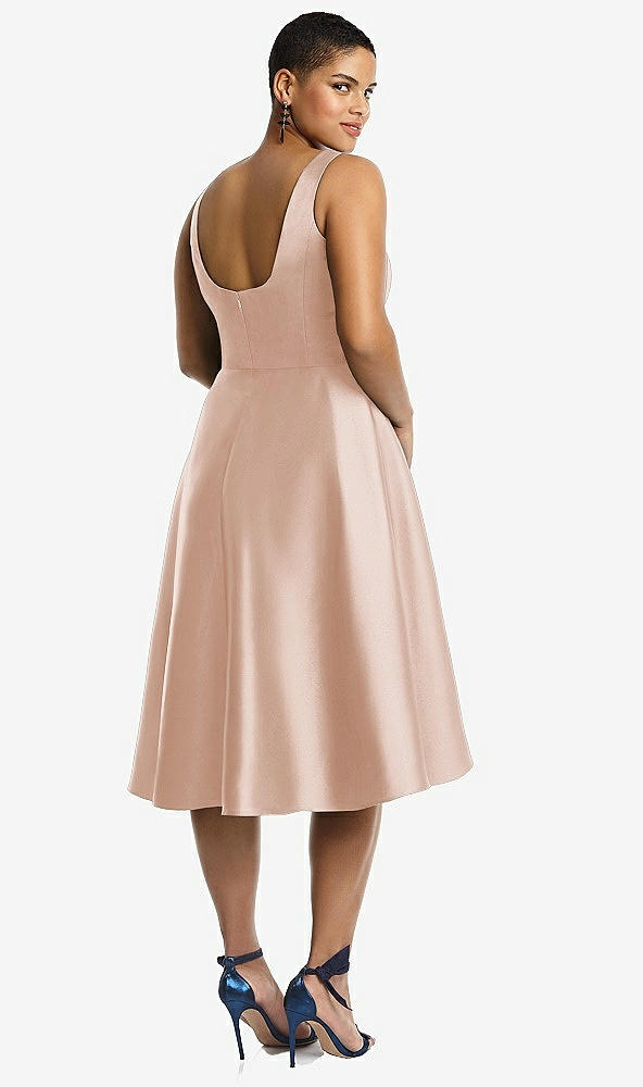 Back View - Cameo Bateau Neck Satin High Low Cocktail Dress