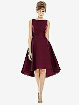 Alt View 1 Thumbnail - Cabernet Bateau Neck Satin High Low Cocktail Dress