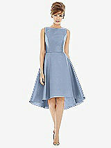 Alt View 1 Thumbnail - Cloudy Bateau Neck Satin High Low Cocktail Dress