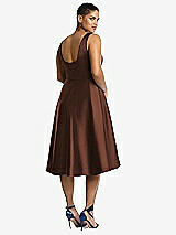 Rear View Thumbnail - Cognac Bateau Neck Satin High Low Cocktail Dress