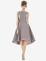 Alt View 1 Thumbnail - Cashmere Gray Bateau Neck Satin High Low Cocktail Dress