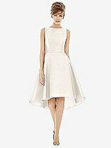 Alt View 1 Thumbnail - Ivory Bateau Neck Satin High Low Cocktail Dress