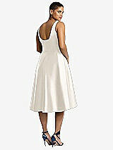 Rear View Thumbnail - Ivory Bateau Neck Satin High Low Cocktail Dress