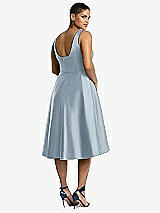 Rear View Thumbnail - Mist Bateau Neck Satin High Low Cocktail Dress