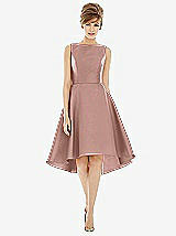 Alt View 1 Thumbnail - Neu Nude Bateau Neck Satin High Low Cocktail Dress