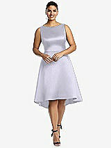 Front View Thumbnail - Silver Dove Bateau Neck Satin High Low Cocktail Dress