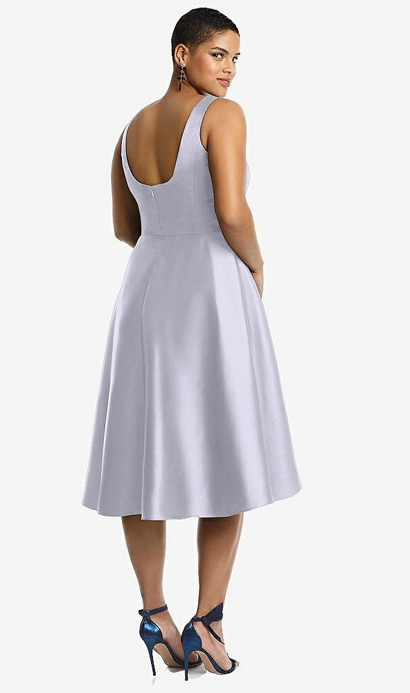 Back View - Silver Dove Bateau Neck Satin High Low Cocktail Dress