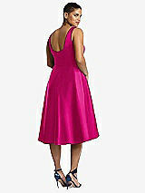 Rear View Thumbnail - Think Pink Bateau Neck Satin High Low Cocktail Dress