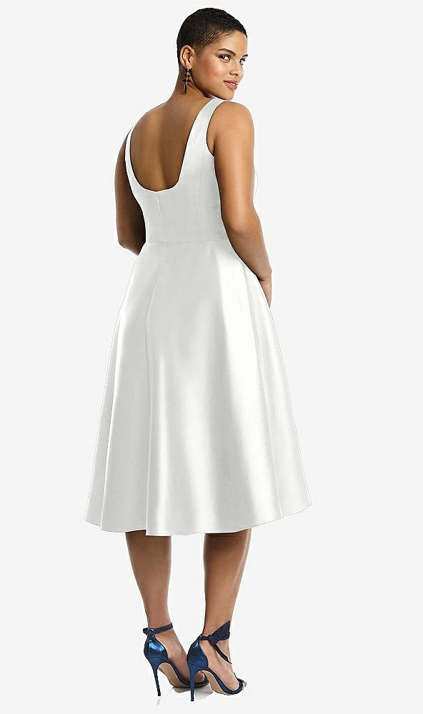 Back View - White Bateau Neck Satin High Low Cocktail Dress