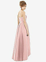 Alt View 2 Thumbnail - Rose - PANTONE Rose Quartz & Rose - PANTONE Rose Quartz Strapless Satin High Low Dress with Pockets