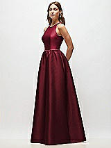 Side View Thumbnail - Cabernet & Burgundy Sleeveless Keyhole Back Satin Maxi Dress