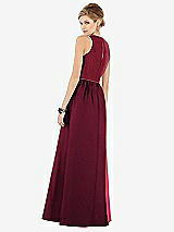 Rear View Thumbnail - Cabernet & Burgundy Sleeveless Keyhole Back Satin Maxi Dress