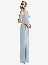 Side View Thumbnail - Mist One-Shoulder Draped Bodice Column Gown