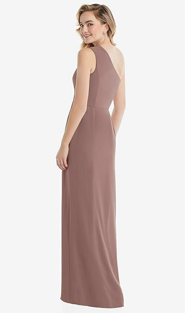 Back View - Sienna One-Shoulder Draped Bodice Column Gown