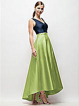 Side View Thumbnail - Mojito & Midnight Navy Sleeveless Pleated Skirt High Low Dress with Pockets