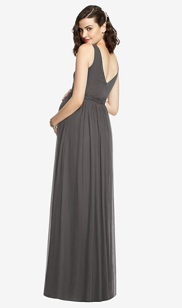 Back View - Caviar Gray Sleeveless Notch Maternity Dress