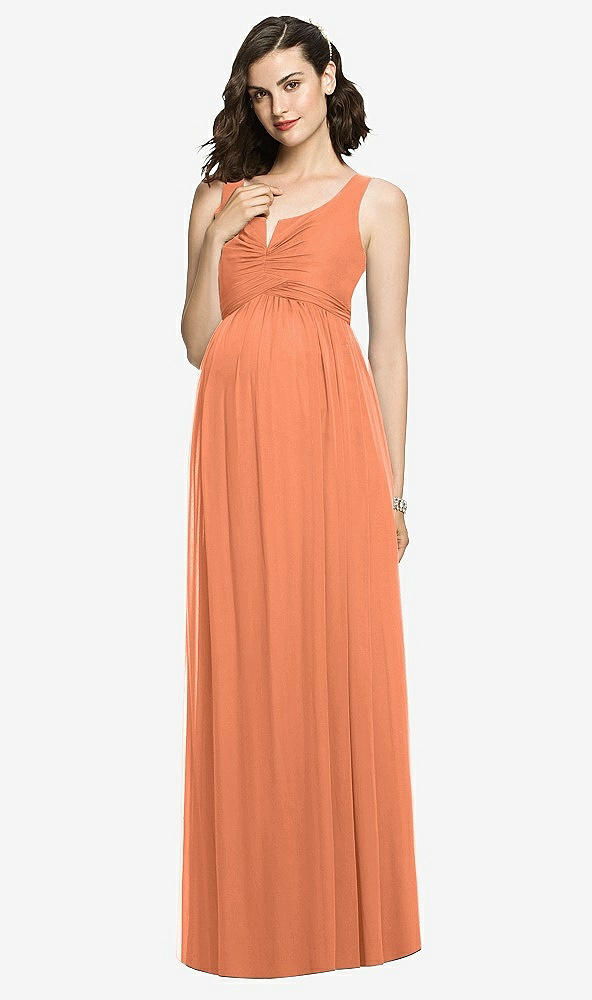 Front View - Sweet Melon Sleeveless Notch Maternity Dress