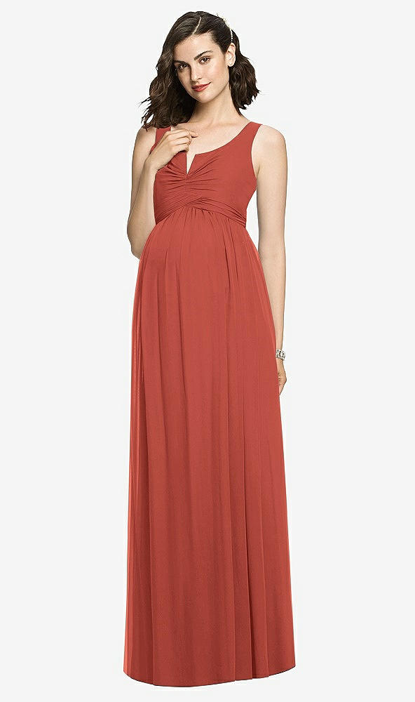 Front View - Amber Sunset Sleeveless Notch Maternity Dress