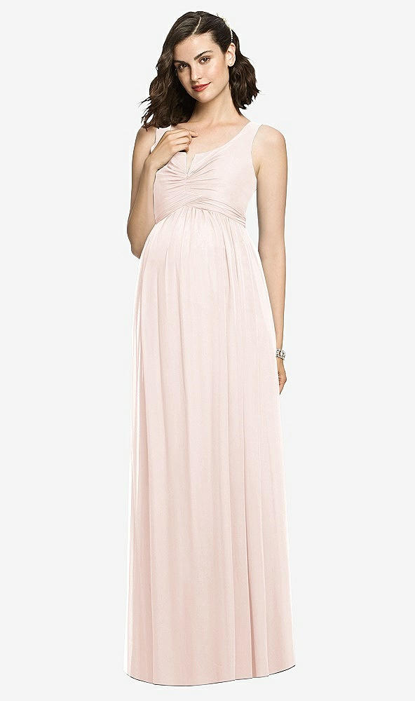 Front View - Blush Sleeveless Notch Maternity Dress