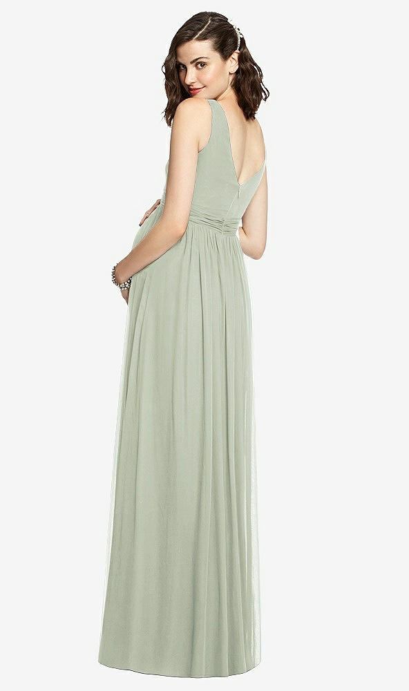 Back View - Celadon Sleeveless Notch Maternity Dress