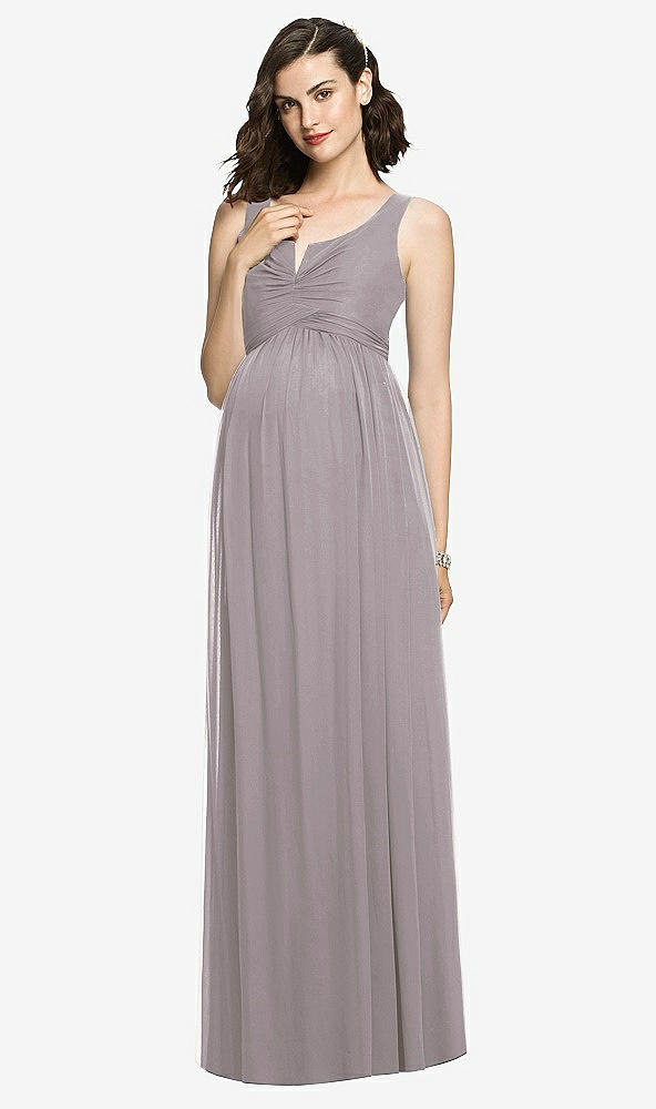 Front View - Cashmere Gray Sleeveless Notch Maternity Dress