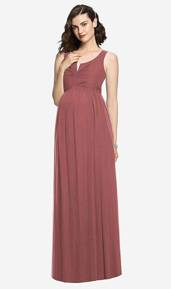 Front View - English Rose Sleeveless Notch Maternity Dress