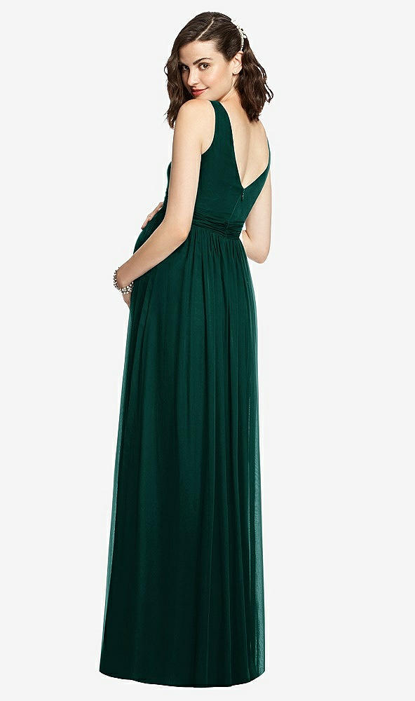 Back View - Evergreen Sleeveless Notch Maternity Dress