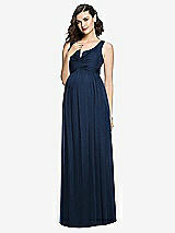 Front View Thumbnail - Midnight Navy Sleeveless Notch Maternity Dress