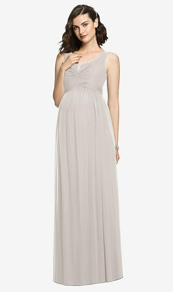 Front View - Oyster Sleeveless Notch Maternity Dress