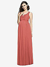 Front View Thumbnail - Coral Pink Sleeveless Notch Maternity Dress