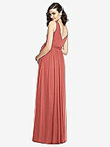 Rear View Thumbnail - Coral Pink Sleeveless Notch Maternity Dress