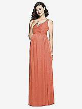 Front View Thumbnail - Terracotta Copper Sleeveless Notch Maternity Dress