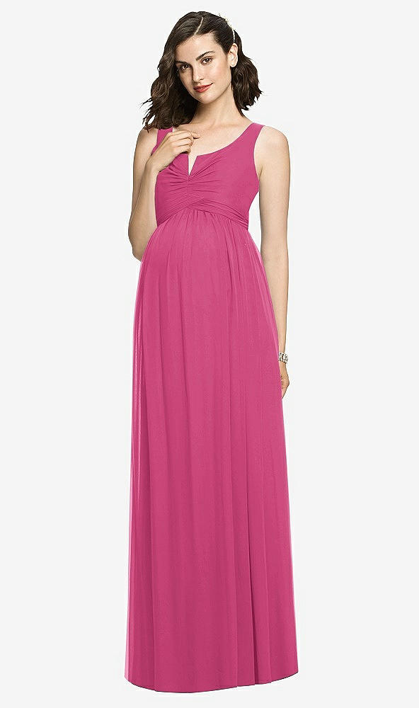 Front View - Tea Rose Sleeveless Notch Maternity Dress