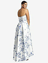 Alt View 2 Thumbnail - Cottage Rose Larkspur Strapless Floral Satin High Low Dress with Pockets