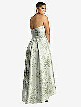 Alt View 2 Thumbnail - Sage Cottage Rose Strapless Floral Satin High Low Dress with Pockets