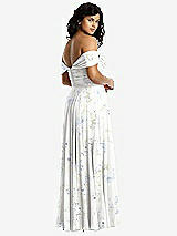 Rear View Thumbnail - Bleu Garden Off-the-Shoulder Draped Chiffon Maxi Dress