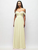 Alt View 3 Thumbnail - Butter Yellow Off-the-Shoulder Draped Chiffon Maxi Dress