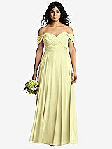 Front View Thumbnail - Butter Yellow Off-the-Shoulder Draped Chiffon Maxi Dress