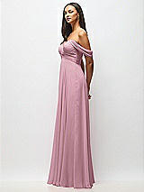 Alt View 4 Thumbnail - Dusty Pink Off-the-Shoulder Draped Chiffon Maxi Dress