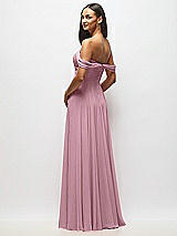 Alt View 5 Thumbnail - Dusty Pink Off-the-Shoulder Draped Chiffon Maxi Dress