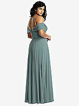 Rear View Thumbnail - Icelandic Off-the-Shoulder Draped Chiffon Maxi Dress