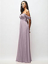 Alt View 4 Thumbnail - Lilac Dusk Off-the-Shoulder Draped Chiffon Maxi Dress