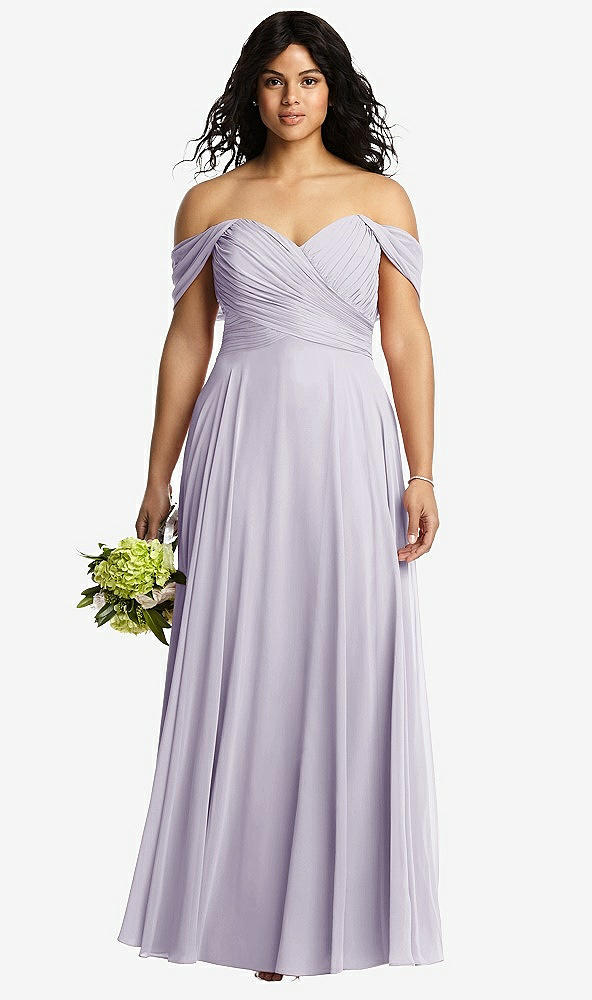 Front View - Moondance Off-the-Shoulder Draped Chiffon Maxi Dress