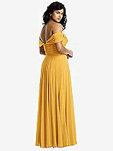 Rear View Thumbnail - NYC Yellow Off-the-Shoulder Draped Chiffon Maxi Dress