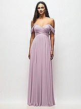 Alt View 3 Thumbnail - Suede Rose Off-the-Shoulder Draped Chiffon Maxi Dress