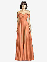 Alt View 1 Thumbnail - Sweet Melon Off-the-Shoulder Draped Chiffon Maxi Dress