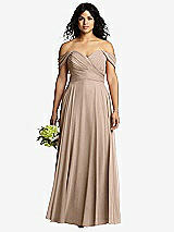 Front View Thumbnail - Topaz Off-the-Shoulder Draped Chiffon Maxi Dress