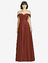 Alt View 1 Thumbnail - Auburn Moon Off-the-Shoulder Draped Chiffon Maxi Dress