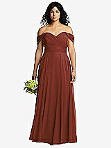 Front View Thumbnail - Auburn Moon Off-the-Shoulder Draped Chiffon Maxi Dress